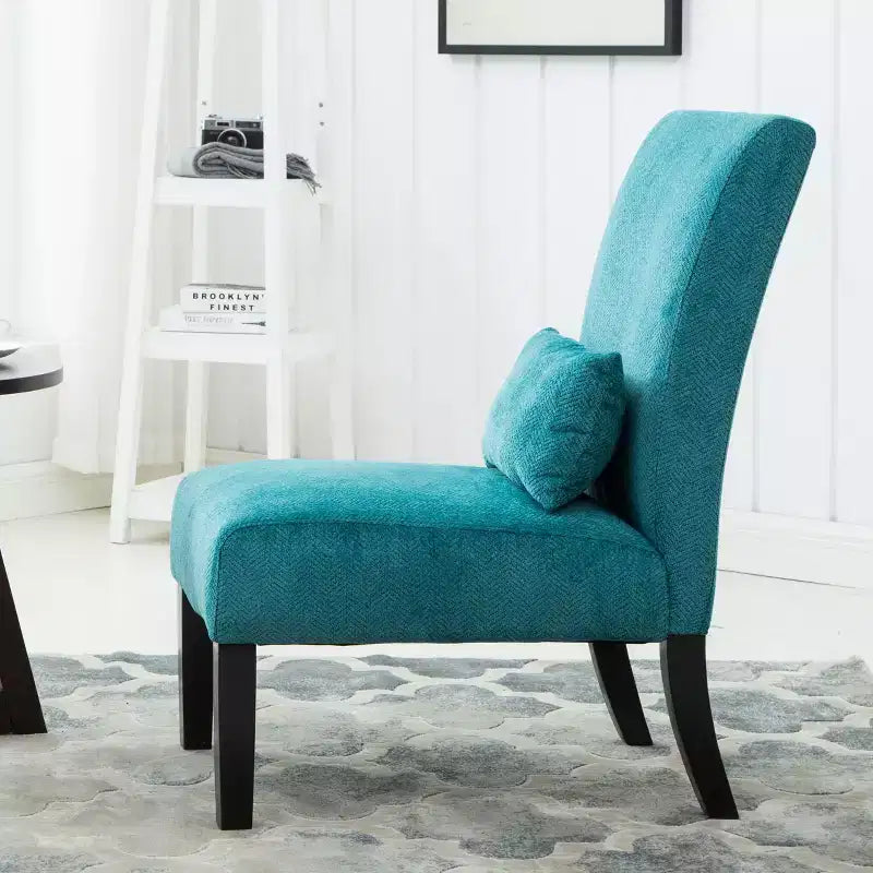 TUYOHW Chenille Fabric Armless Accent Chair,Lounge Chair with Matching Pillow,Solid Wood Frame & Legs,Modern Graffiti Chair for Living Room