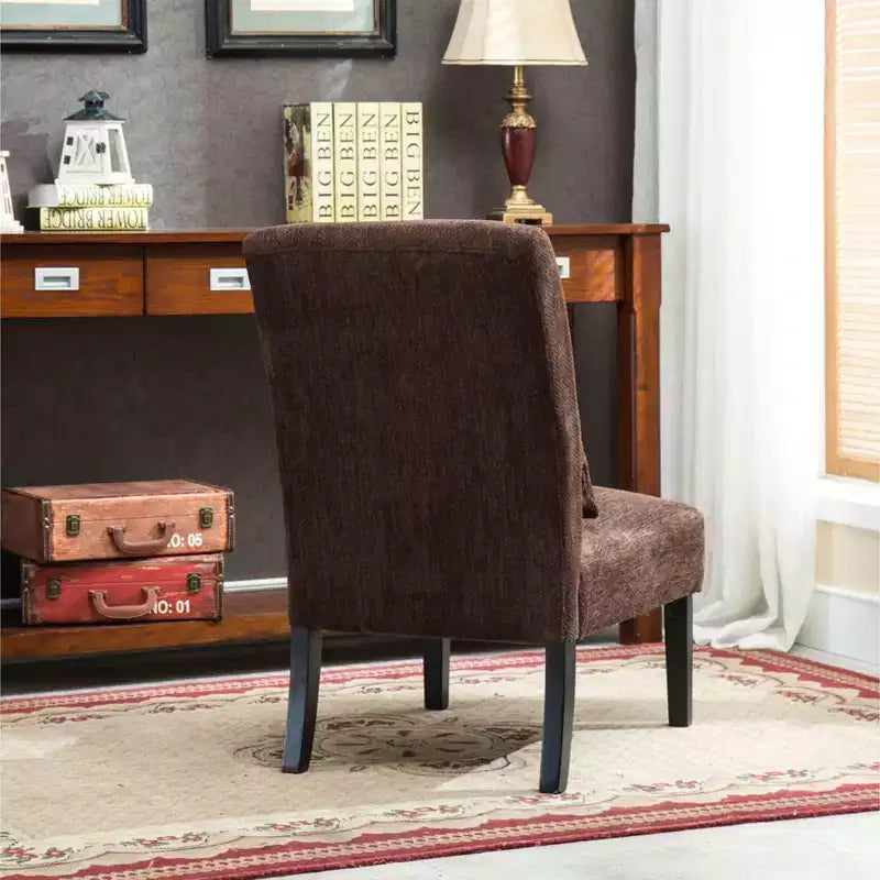 TUYOHW Chenille Fabric Armless Accent Chair,Lounge Chair with Matching Pillow,Solid Wood Frame & Legs,Modern Graffiti Chair for Living Room