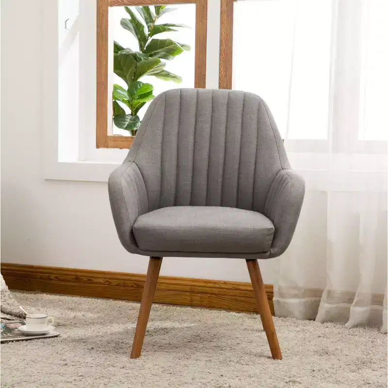 TUYOHW Contemporary Accent Chair,Barrel Back Fabric Armchair with Solid Wood Legs,Upholstered Lounge Chair for Living Room,Office,Foyer