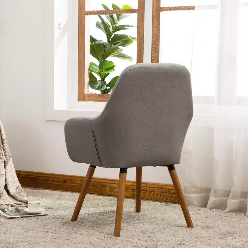TUYOHW Contemporary Accent Chair,Barrel Back Fabric Armchair with Solid Wood Legs,Upholstered Lounge Chair for Living Room,Office,Foyer