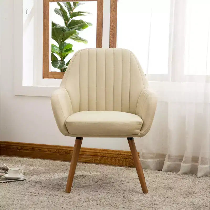 TUYOHW Contemporary Accent Chair,Barrel Back Fabric Armchair with Solid Wood Legs,Upholstered Lounge Chair for Living Room,Office,Foyer