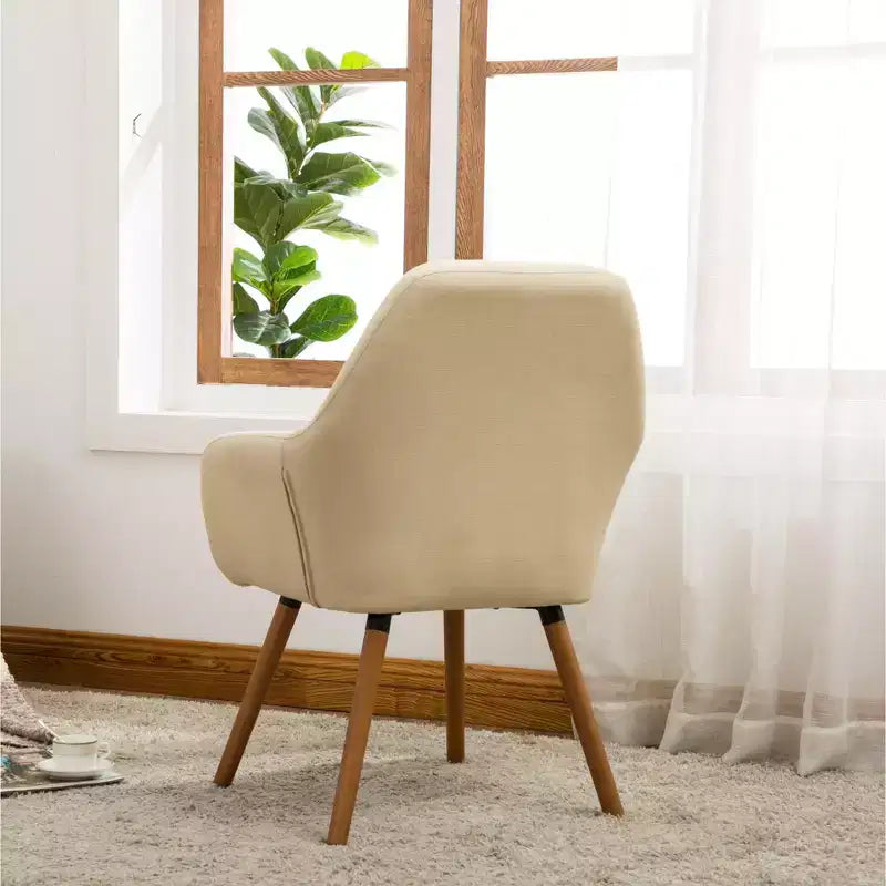 TUYOHW Contemporary Accent Chair,Barrel Back Fabric Armchair with Solid Wood Legs,Upholstered Lounge Chair for Living Room,Office,Foyer