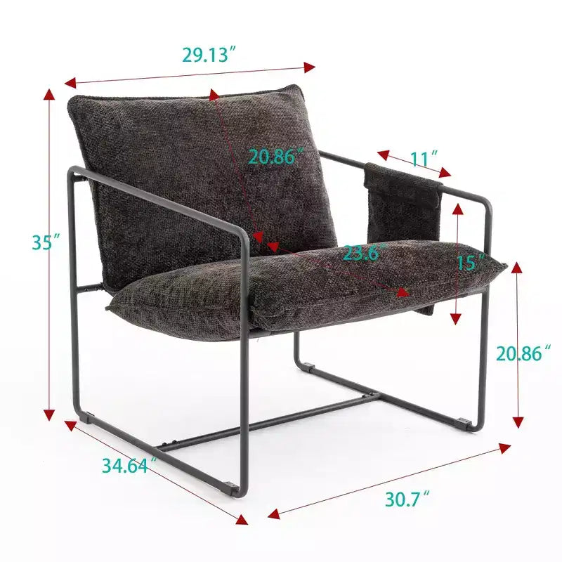 TUYOHW Upholstered Hanging Armchairs Set of 2,Accent Chair with Arm Pocket,Metal Frame,Crushed Foam Cushion,Braided Velvet Chair for Living Room