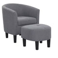 TUYOHW Barrel Chair and Ottoman Set,Polyester Upholstered Accent Chair with Tufted Cushion,Black Plastic Legs,Classic Round Back Chair for Living Room