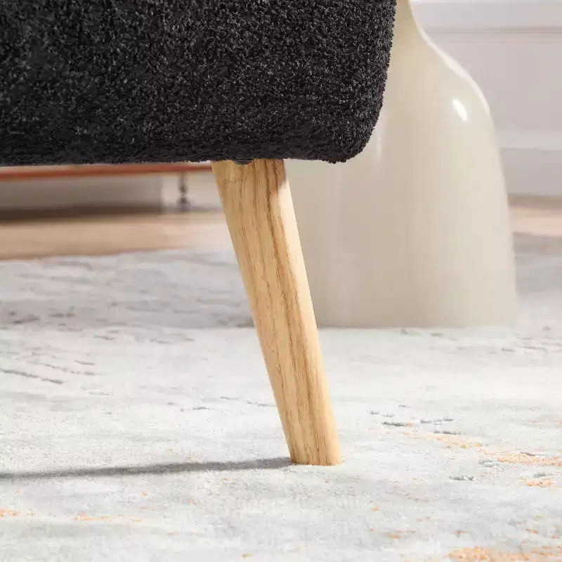 Modern Armless Accent Chair with Rubberwood Legs, Chenille Upholstered Slipper Chair for Living Room, Bedroom, or Reading Nook-Panipeachy