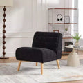 Modern Armless Accent Chair with Rubberwood Legs, Chenille Upholstered Slipper Chair for Living Room, Bedroom, or Reading Nook-Panipeachy