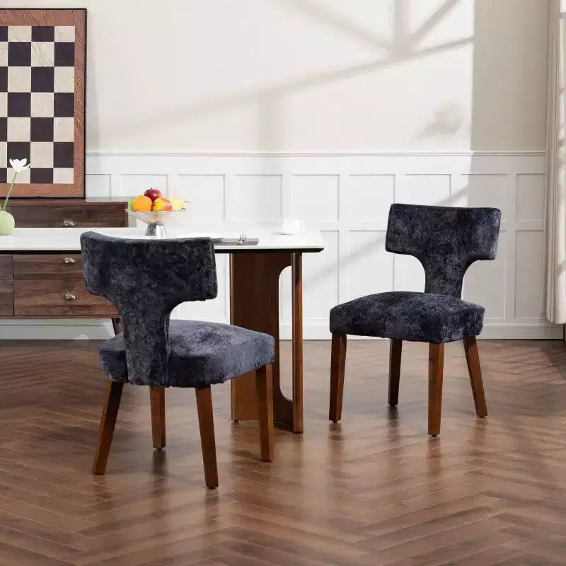 TUYOHW Modern Dining Chair Set of 2,Chenille Upholstered Accent Chair with Hardwood Frame,Brass Nailhead Trim,Lounge Chair for Dining Room