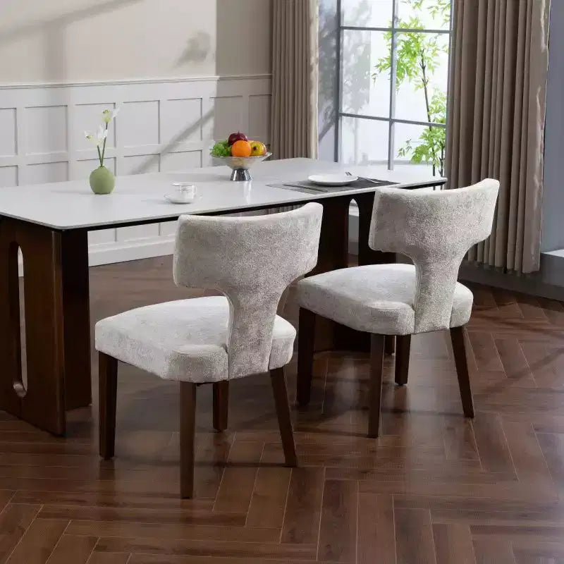 TUYOHW Modern Dining Chair Set of 2,Chenille Upholstered Accent Chair with Hardwood Frame,Brass Nailhead Trim,Lounge Chair for Dining Room