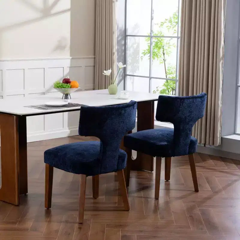 TUYOHW Modern Dining Chair Set of 2,Chenille Upholstered Accent Chair with Hardwood Frame,Brass Nailhead Trim,Lounge Chair for Dining Room