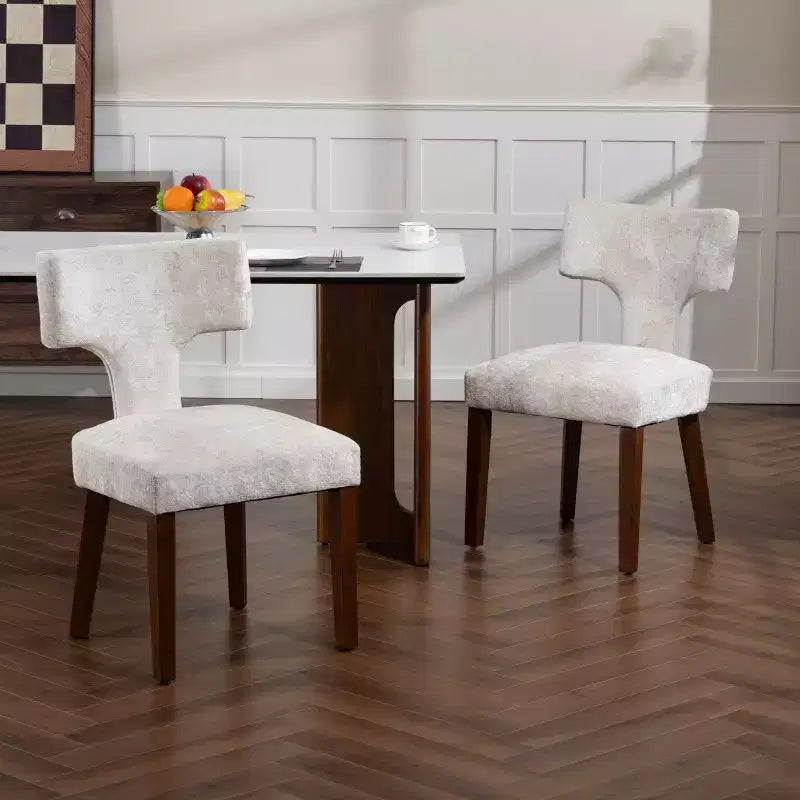 TUYOHW Modern Dining Chair Set of 2,Chenille Upholstered Accent Chair with Hardwood Frame,Brass Nailhead Trim,Lounge Chair for Dining Room