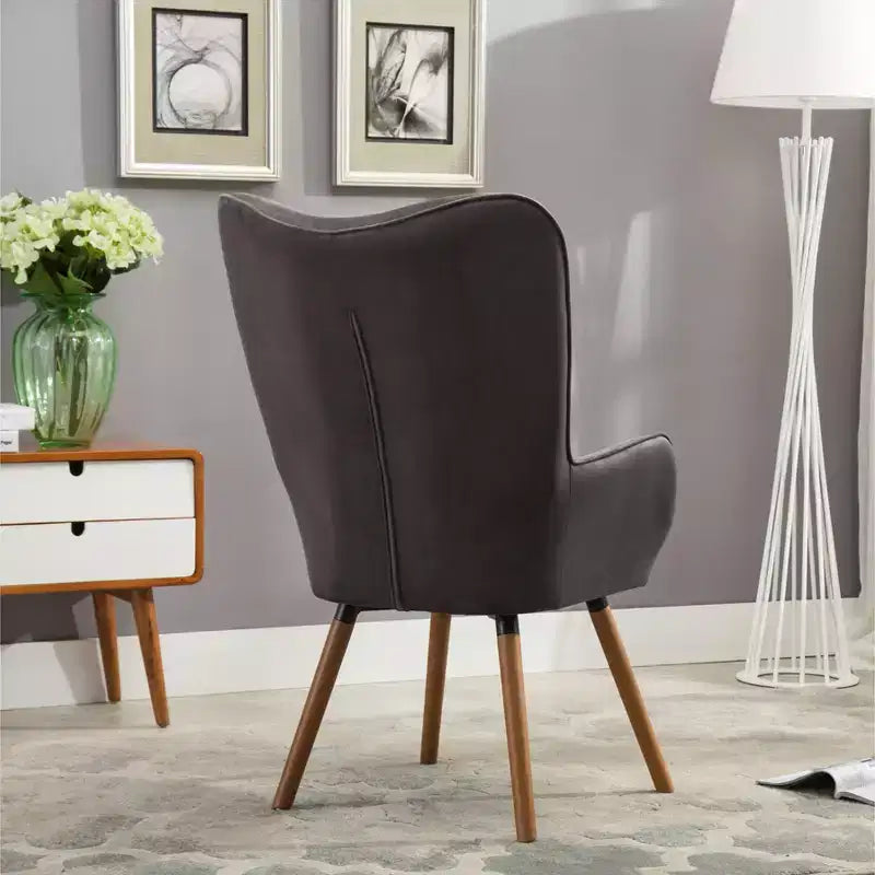 TUYOHW Silky Velvet Accent Chair,Lounge Chair with Button Tufted Back,Solid Wood Legs,Foam Upholstered Barrel Chair for Living Room,Dining Room