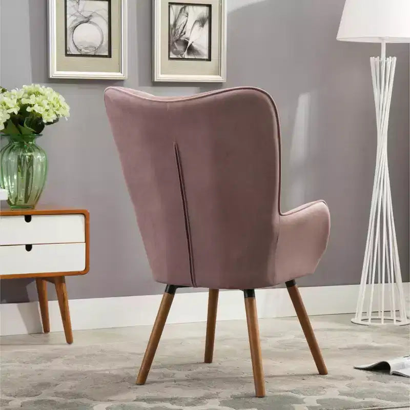 TUYOHW Silky Velvet Accent Chair,Lounge Chair with Button Tufted Back,Solid Wood Legs,Foam Upholstered Barrel Chair for Living Room,Dining Room
