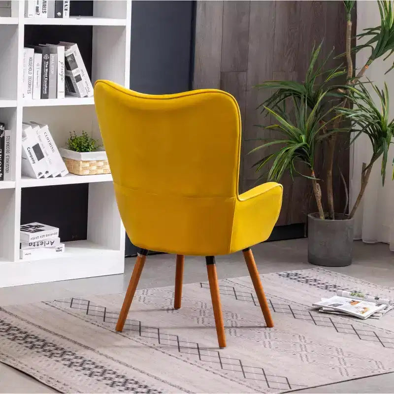 TUYOHW Silky Velvet Accent Chair,Lounge Chair with Button Tufted Back,Solid Wood Legs,Foam Upholstered Barrel Chair for Living Room,Dining Room