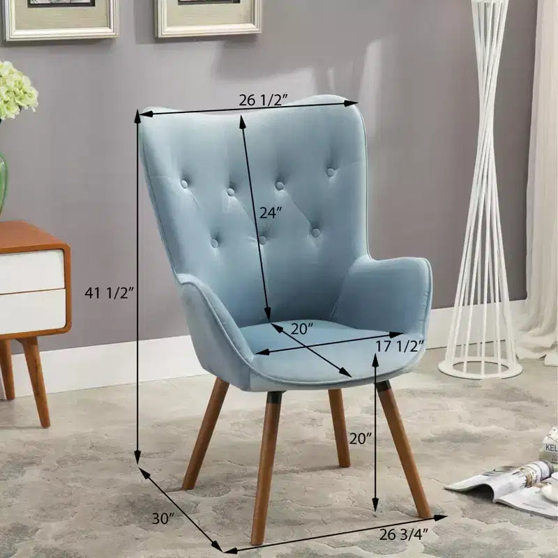 TUYOHW Silky Velvet Accent Chair,Lounge Chair with Button Tufted Back,Solid Wood Legs,Foam Upholstered Barrel Chair for Living Room,Dining Room