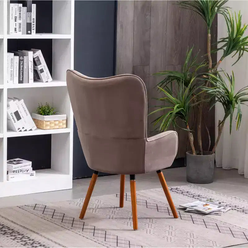 TUYOHW Silky Velvet Accent Chair,Lounge Chair with Button Tufted Back,Solid Wood Legs,Foam Upholstered Barrel Chair for Living Room,Dining Room