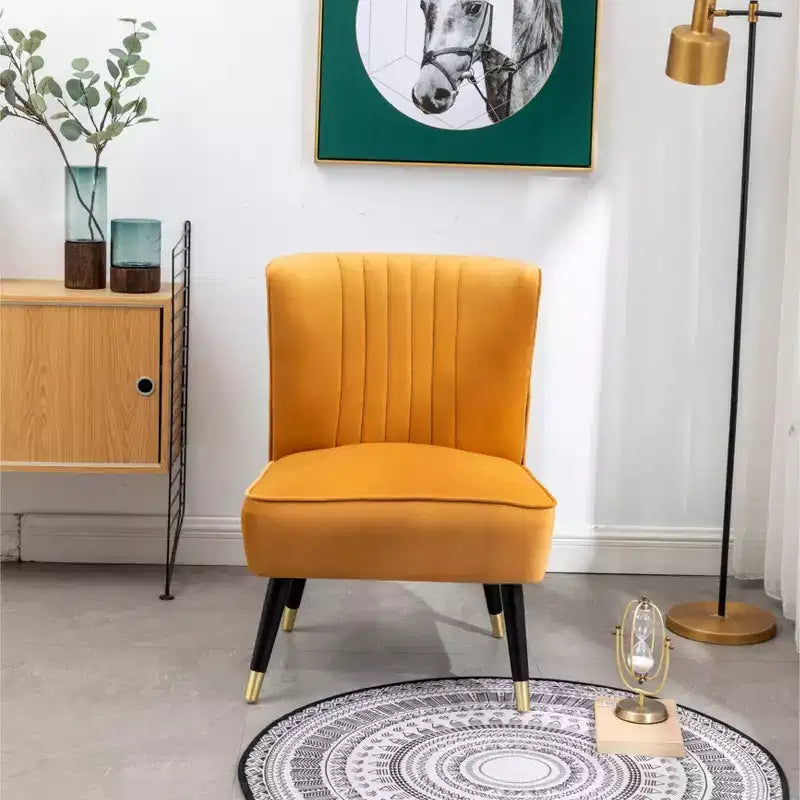 TUYOHW Velvet Accent Chair,Upholstered Chair with Lined Stitching,Rubberwood Legs,Thick Foam Padded Seat,Lounge Chair for Living Room,Bedroom