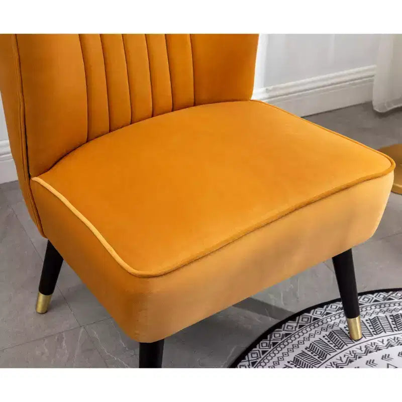 TUYOHW Velvet Accent Chair,Upholstered Chair with Lined Stitching,Rubberwood Legs,Thick Foam Padded Seat,Lounge Chair for Living Room,Bedroom