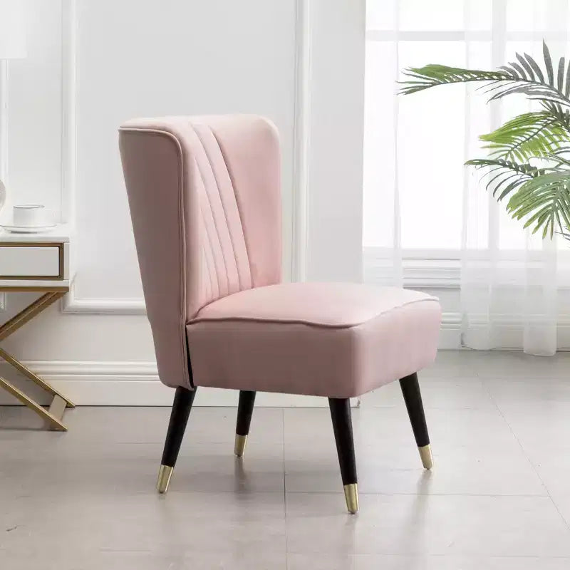 TUYOHW Velvet Accent Chair,Upholstered Chair with Lined Stitching,Rubberwood Legs,Thick Foam Padded Seat,Lounge Chair for Living Room,Bedroom