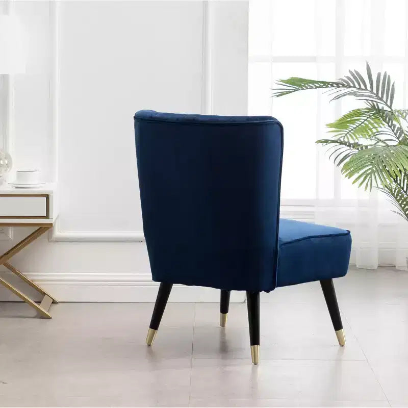 TUYOHW Velvet Accent Chair,Upholstered Chair with Lined Stitching,Rubberwood Legs,Thick Foam Padded Seat,Lounge Chair for Living Room,Bedroom