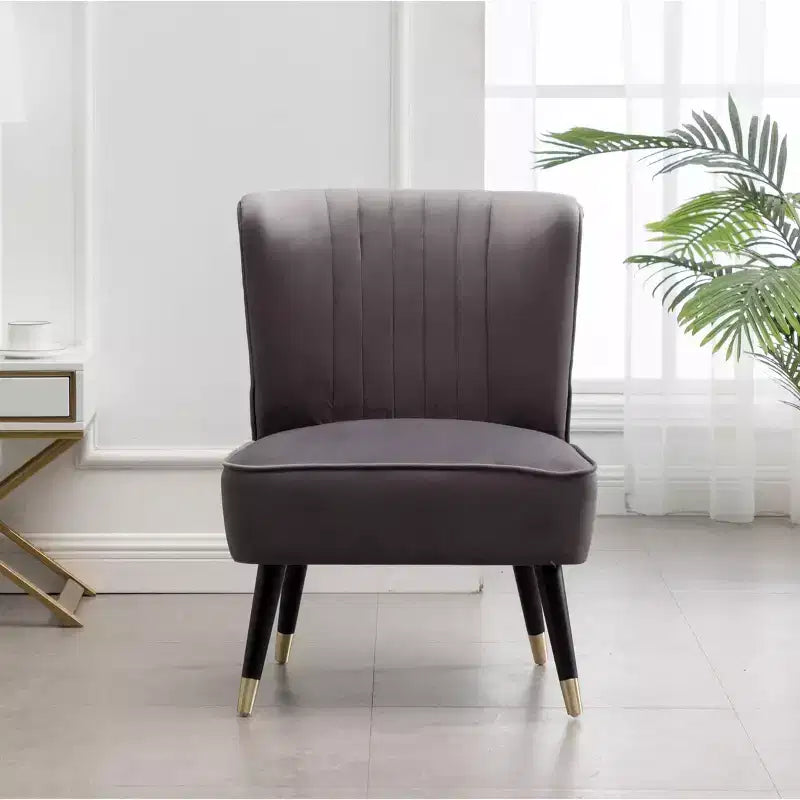 TUYOHW Velvet Accent Chair,Upholstered Chair with Lined Stitching,Rubberwood Legs,Thick Foam Padded Seat,Lounge Chair for Living Room,Bedroom