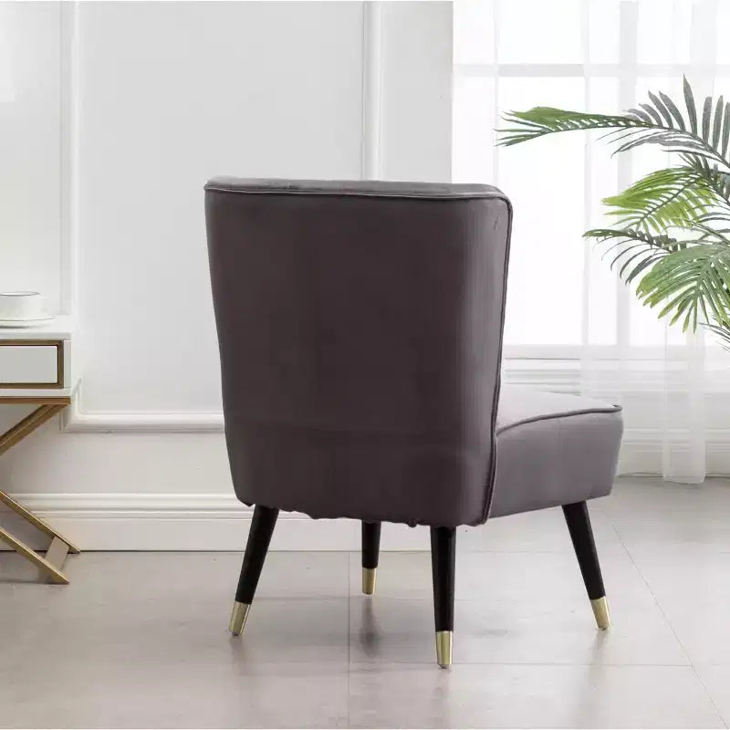 TUYOHW Velvet Accent Chair,Upholstered Chair with Lined Stitching,Rubberwood Legs,Thick Foam Padded Seat,Lounge Chair for Living Room,Bedroom