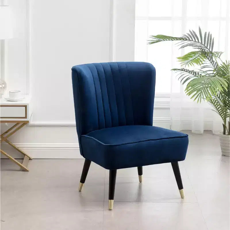 TUYOHW Velvet Accent Chair,Upholstered Chair with Lined Stitching,Rubberwood Legs,Thick Foam Padded Seat,Lounge Chair for Living Room,Bedroom