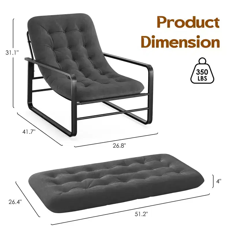 Fauteuil d'appoint moderne GDFStudio Ellis en tissu avec structure en métal