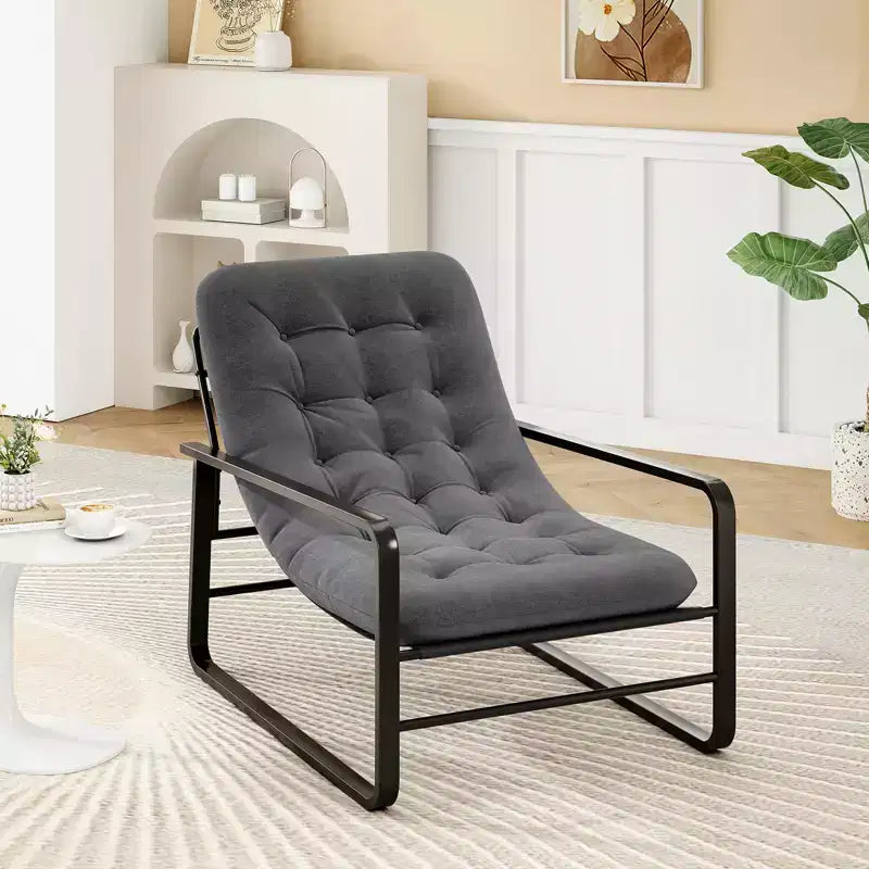Fauteuil d'appoint moderne GDFStudio Ellis en tissu avec structure en métal