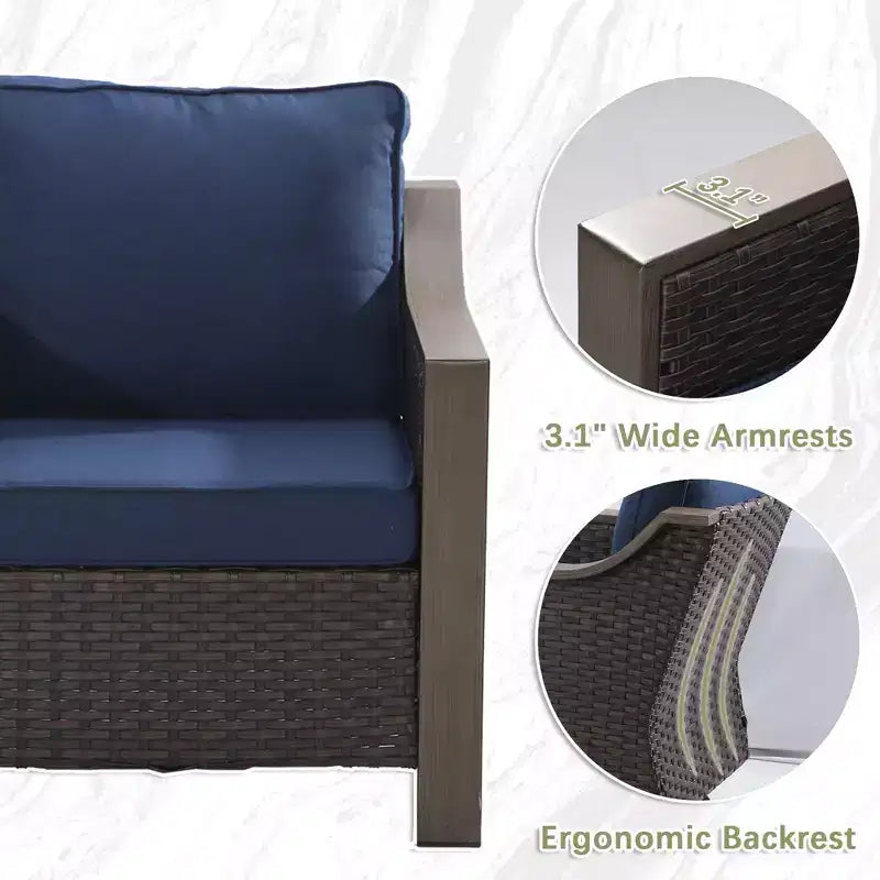 Ensemble de mobilier de jardin UPTIOT avec canapé 3 places, 2 fauteuils à bascule et 2 poufs