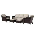 UPTIOT Outdoor Patio Set with 3-Seat Sofa, 2 Rocking Chairs, and 2 Ottomans