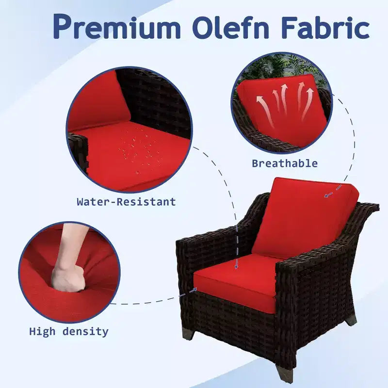Ensemble d'extérieur premium UPTIOT 8 pièces : canapé 3 places, 2 fauteuils, 2 fauteuils pivotants, 2 poufs et table basse