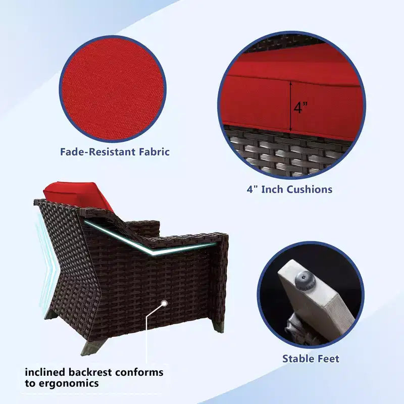 Ensemble d'extérieur premium UPTIOT 8 pièces : canapé 3 places, 2 fauteuils, 2 fauteuils pivotants, 2 poufs et table basse