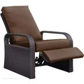 Garden Lounger Chair, Automatic Adjustable Wicker Recliner with Thick Cushion, All-Weather Aluminum Frame, Brown