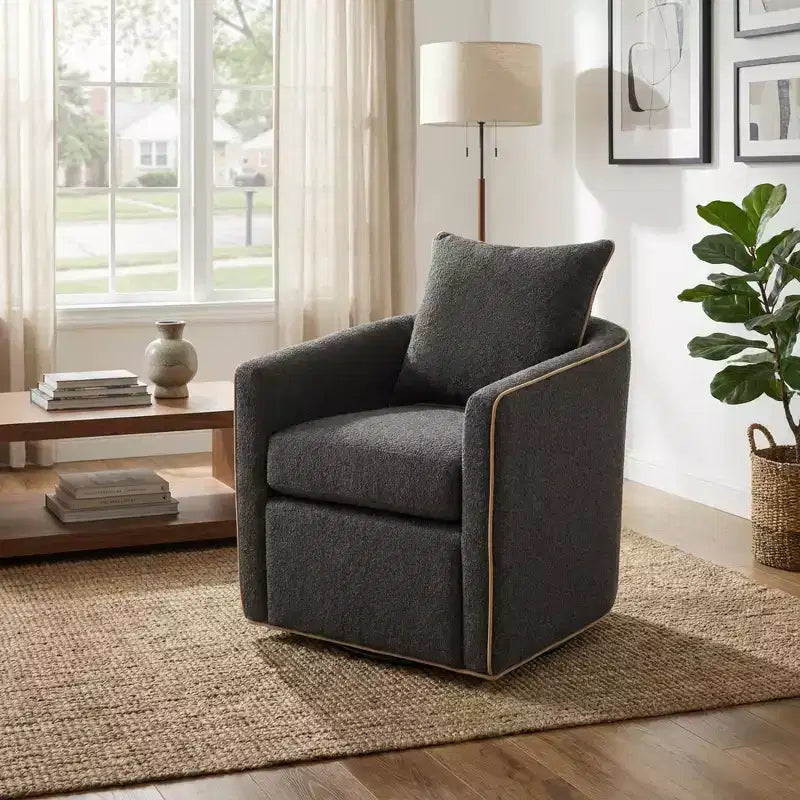 Christopher Knight Home Rena Modern Iron Boucle Upholstered 360 Swivel Accent Chair