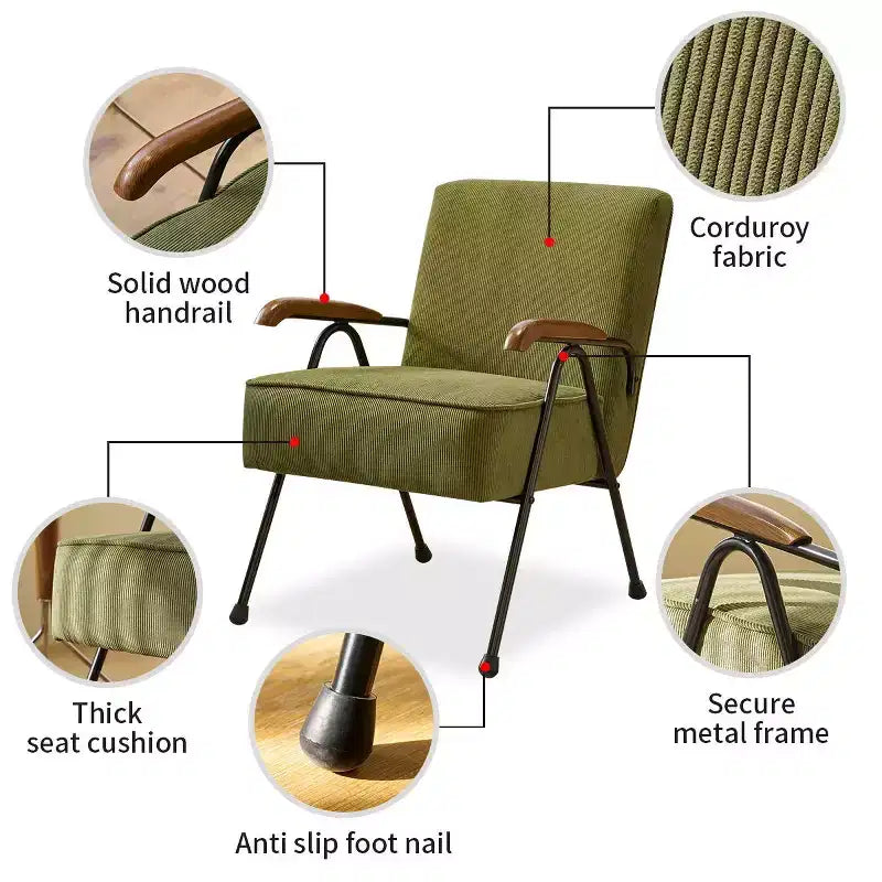 TUYOHW Modern Fabric Armchair,High Back Accent Chair with Wing Design,Metal X-Leg Frame,Soft Padded Sofa Chair for Living Room,Office,Bedroom