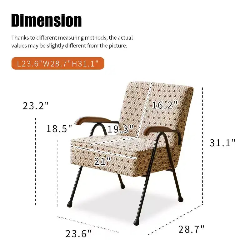 TUYOHW Modern Fabric Armchair,High Back Accent Chair with Wing Design,Metal X-Leg Frame,Soft Padded Sofa Chair for Living Room,Office,Bedroom