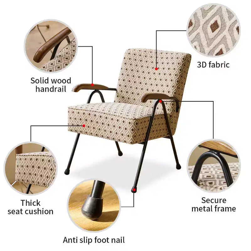 TUYOHW Modern Fabric Armchair,High Back Accent Chair with Wing Design,Metal X-Leg Frame,Soft Padded Sofa Chair for Living Room,Office,Bedroom