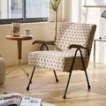 TUYOHW Modern Fabric Armchair,High Back Accent Chair with Wing Design,Metal X-Leg Frame,Soft Padded Sofa Chair for Living Room,Office,Bedroom