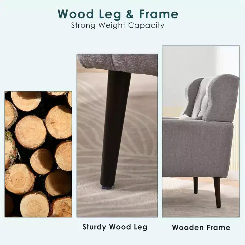 TUYOHW Chenille Accent Chair,Modern Lounge Armchair with Throw Pillow,Ergonomic Back,Tapered Wood Legs,Reading Chair for Living Room,Bedroom
