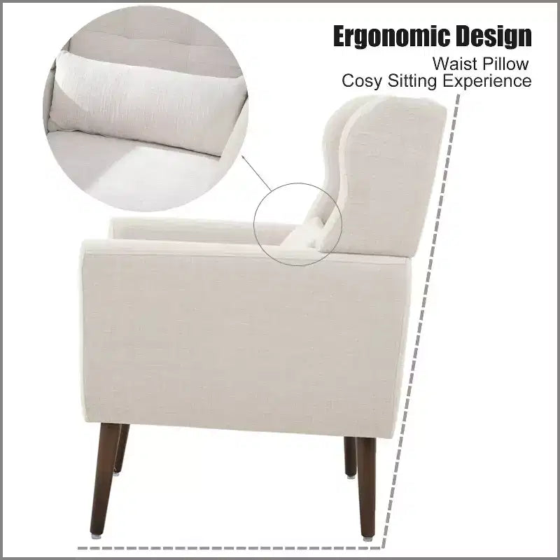 TUYOHW Chenille Accent Chair,Modern Lounge Armchair with Throw Pillow,Ergonomic Back,Tapered Wood Legs,Reading Chair for Living Room,Bedroom