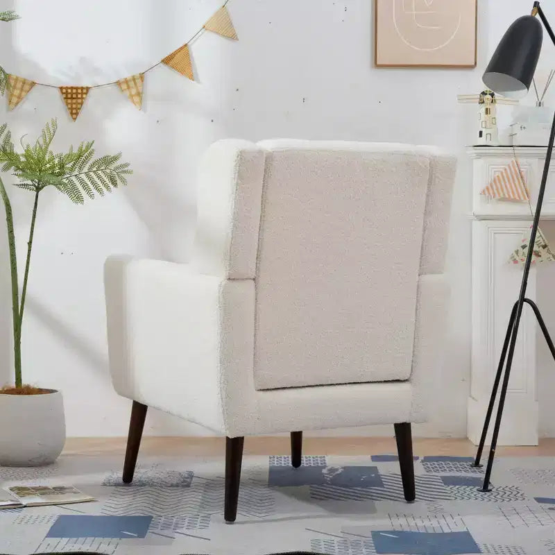 TUYOHW Chenille Accent Chair,Modern Lounge Armchair with Throw Pillow,Ergonomic Back,Tapered Wood Legs,Reading Chair for Living Room,Bedroom