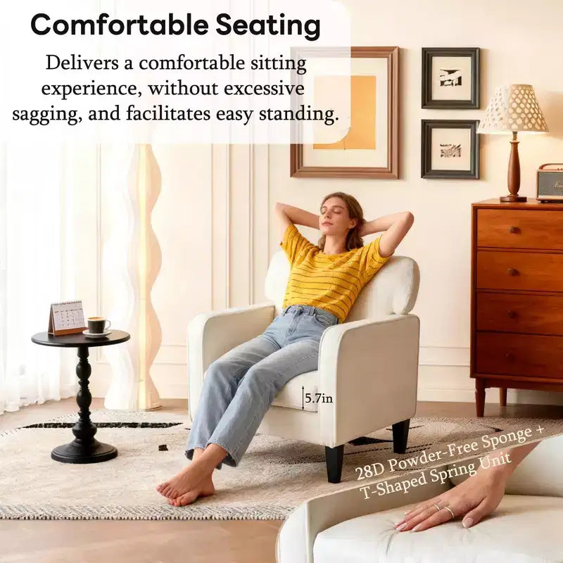 Fauteuil de lecture moderne Okak avec accoudoirs et dossier, chaise confortable avec cadre en bois, chaise de salon pour salle d'attente, salle de réception