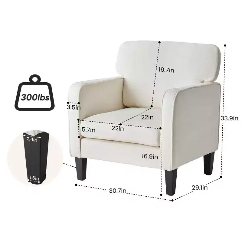 Fauteuil de lecture moderne Okak avec accoudoirs et dossier, chaise confortable avec cadre en bois, chaise de salon pour salle d'attente, salle de réception