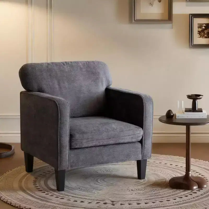 Fauteuil de lecture moderne Okak avec accoudoirs et dossier, chaise confortable avec cadre en bois, chaise de salon pour salle d'attente, salle de réception