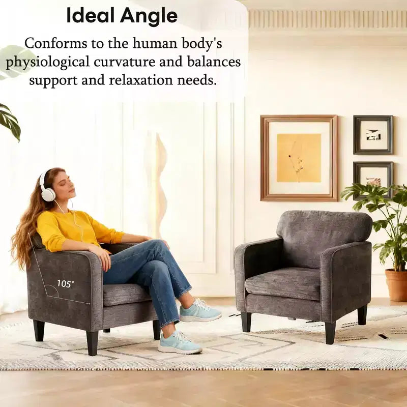 Fauteuil de lecture moderne Okak avec accoudoirs et dossier, chaise confortable avec cadre en bois, chaise de salon pour salle d'attente, salle de réception