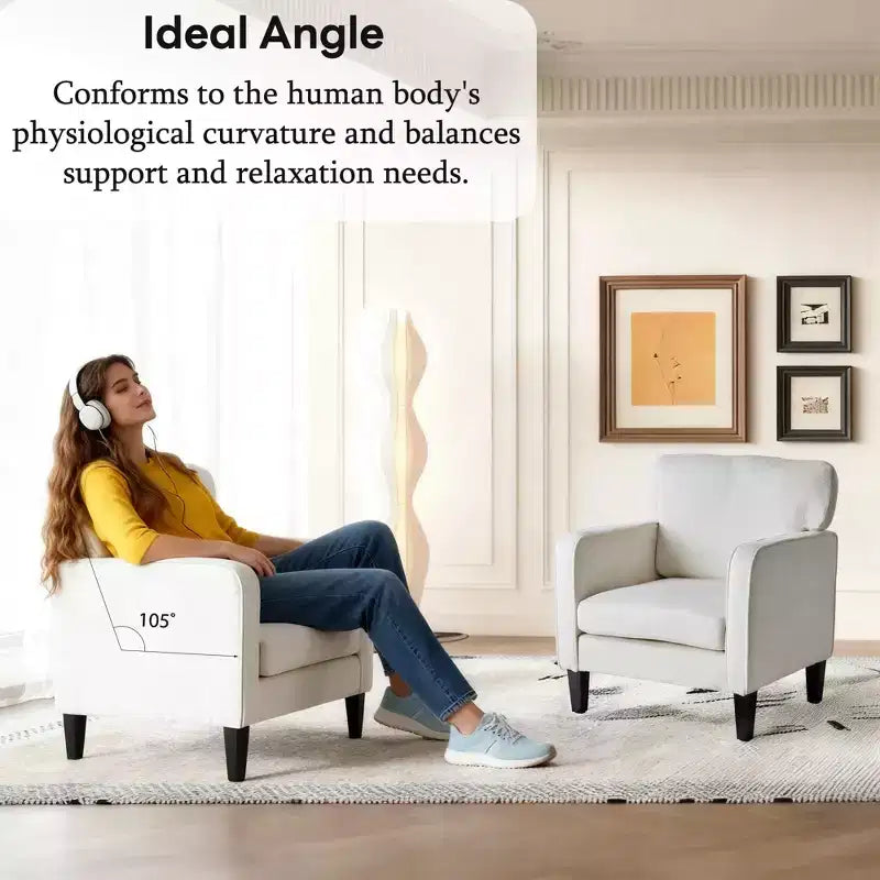 Fauteuil de lecture moderne Okak avec accoudoirs et dossier, chaise confortable avec cadre en bois, chaise de salon pour salle d'attente, salle de réception