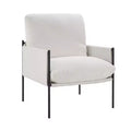 Okak Elegent Accent Chair with Removable Cushion, Reading Chair with Wooden Armrests, Comfy Chair for Living Room, Bedroom, White