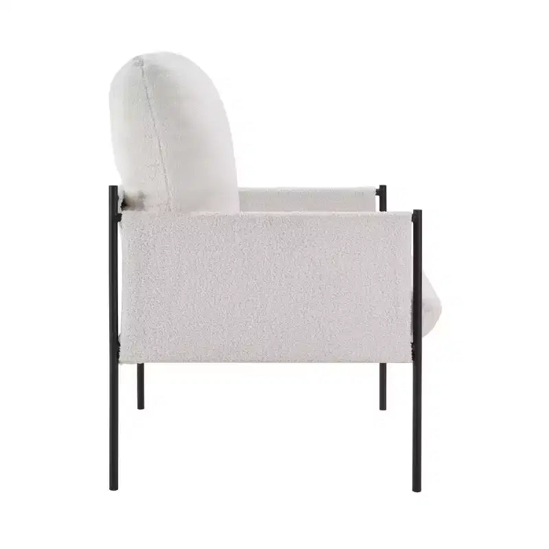 Okak Elegent Accent Chair with Removable Cushion, Reading Chair with Wooden Armrests, Comfy Chair for Living Room, Bedroom, White