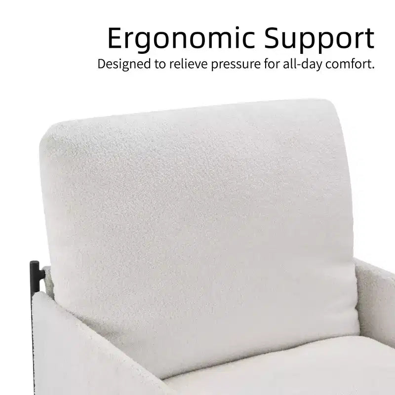 Okak Elegent Accent Chair with Removable Cushion, Reading Chair with Wooden Armrests, Comfy Chair for Living Room, Bedroom, White
