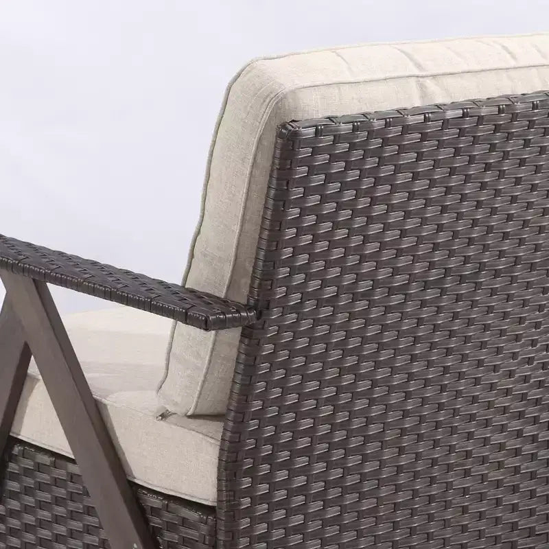 Ensemble de sièges d'extérieur UPTIOT Premium : canapé 3 places, double méridienne, 2 poufs et 2 fauteuils pivotants pour un confort optimal sur votre terrasse.